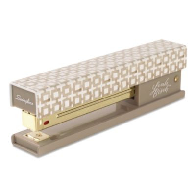 Leah Bisch Tan-Tile Full Strip Stapler, 20-Sheet Capacity, Tan/Gold/White
