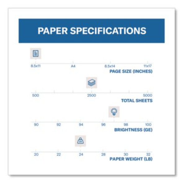 Premium Inkjet And Laser Printer Paper, 97 Bright, 24 Lb Bond Weight, 8.5 x 11, White, 500 Sheets/Ream, 5 Reams/Carton