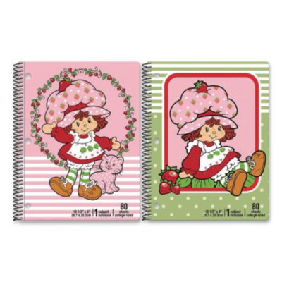 Licensed Spiral Notebook, Randomly Assorted Strawberry Shortcake Cover Designs, Medium/College Rule, (80) 10.5 x 8 Sheets