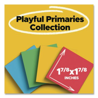 Pads In Playful Primary Collection Colors, 1.88" x 1.88", Assorted Colors, 90 Sheets/Pad, 18 Pads/Pack