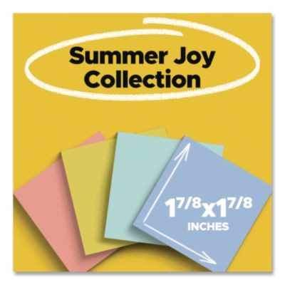 Note Pads In Summer Joy Collection Colors, 1.88" x 1.88", Assorted Colors, 90 Sheets/Pad, 18 Pads/Pack