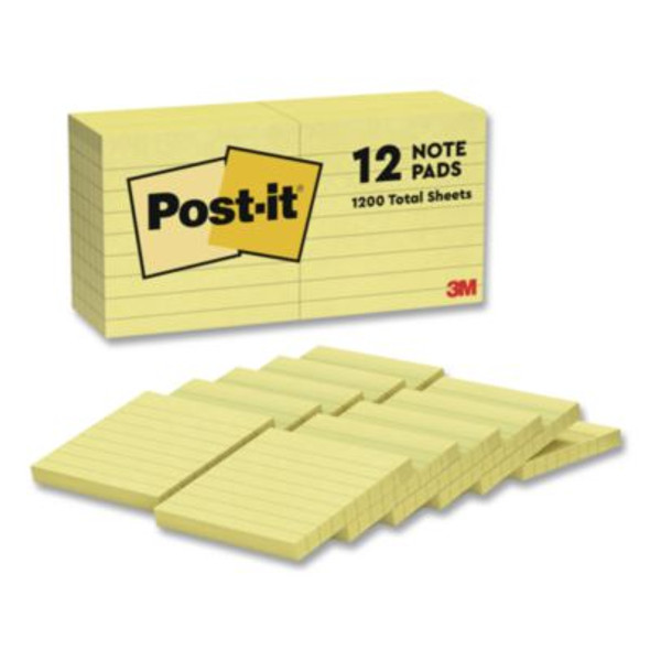 Original Pads In Canary Yellow, Note Ruled, 3" x 3", 100 Sheets/Pad, 12 Pads/Pack