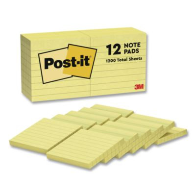Original Pads In Canary Yellow, Note Ruled, 3" x 3", 100 Sheets/Pad, 12 Pads/Pack