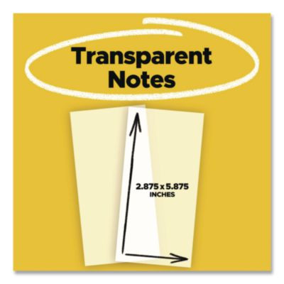 Transparent Notes, 2.88" x 5.88", Clear, 36 Sheets/Pad