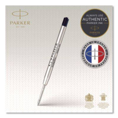 Quinkflow Refill For Parker Ballpoint Pen, Medium Conical Tip, Black Ink, 10/Pack