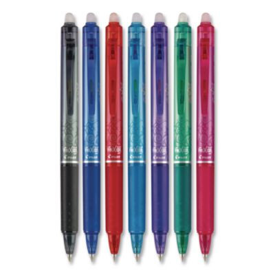 Frixion Ball Clicker Erasable Gel Pen, Retractable, Extra-Fine 0.5 Mm, Assorted Ink And Barrel Colors, 7/Pack