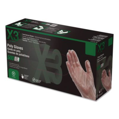 Polyethylene Food Safe Industrial Gloves, Powder-Free, Large, Clear, 500/Box, 20 Boxes/Carton