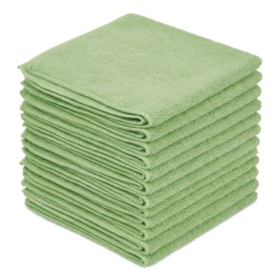Microfiber Cloths, 12 x 12, Green, 12/Pack