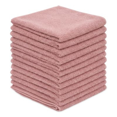 Microfiber Cloths, 12 x 12, Pink, 12/Pack