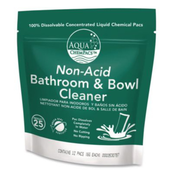 Aqua Chempacs Non-Acid Bathroom And Bowl Cleaner Starter Pack With Empty 32 Oz Spray Bottle, Lavender, 12 Chempacs/Carton