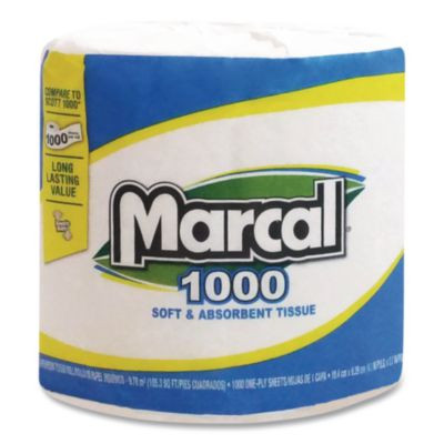100% Recycled Bathroom Tissue, Septic Safe, 2 Ply, White, 500 Sheets/Roll, 96 Rolls/Carton