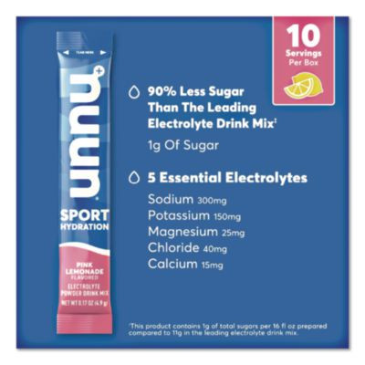 Sport Hydration Electrolyte Powder Drink Mix, Pink Lemonade, 0.17 Oz Stick, 10/Box