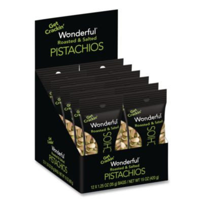 Wonderful Pistachios In Shell Roasted And Salted, 1.5 Oz Bag, 12 Bags/Box