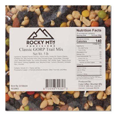 Rocky Mtn Provisions Classic Gorp Trail Mix, 5 Lb Bag, 4/Carton