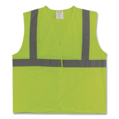 Ansi Class 2 Hook And Loop Safety Vest, Polyester Mesh, Medium, Lime
