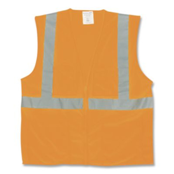 Ansi Class 2 Hook And Loop Safety Vest, Medium, Hi-Viz Orange