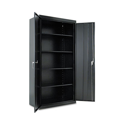 Assembled 72" High Heavy-Duty Welded Storage Cabinet, Four Adjustable Shelves, 36w X 18d, Black