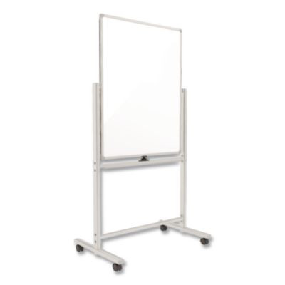 Magnetic Steel Mobile Dry Erase Board, 40" x 30", White Surface, Silver Aluminum Frame