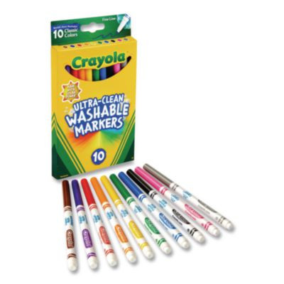 Ultra-Clean Washable Markers, Fine Bullet Tips, Assorted Colors, 10/Box, 24 Boxes/Carton