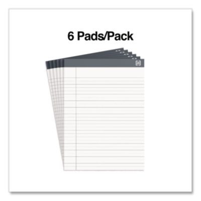 Notepads, Wide/Legal Rule, (50) White 8.5 x 11 Sheets, 6/Pack