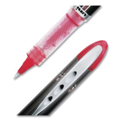 Vision Elite Rollerball Pen, Stick, Micro 0.5 Mm, Red Ink, Black/Red/Clear Barrel, Dozen