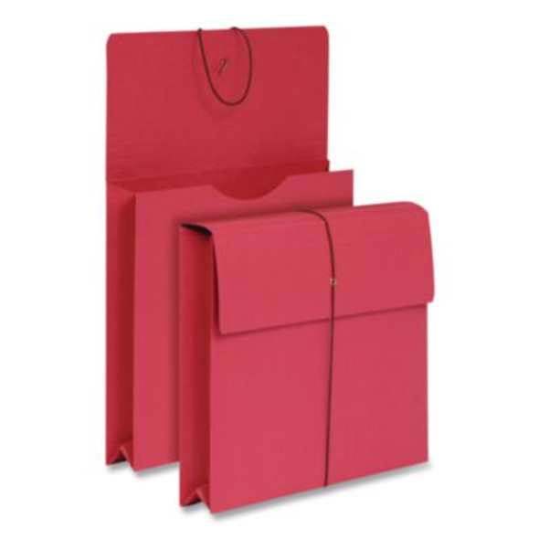 Expanding Wallet With Elastic Closure, 2" Expansion, 1 Section, Letter Size, Red, 10/Box