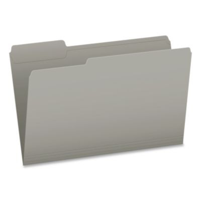 Double-Ply Reinforced Top Tab Colored File Folders, 1/3-Cut Tabs: Assorted, Legal, 0.75" Expansion, Gray, 100/Box