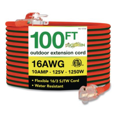 16 Awg Outdoor Extension Cord, 100 Ft, 10 A, Orange
