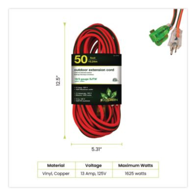 16 Awg Outdoor Extension Cord, 50 Ft, 13 A, Orange/Black