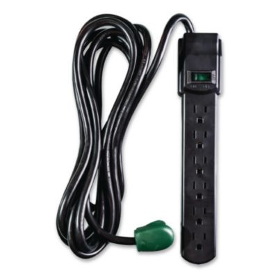 6 Outlet Surge Protector, 12 Ft Cord, 250 J, Black