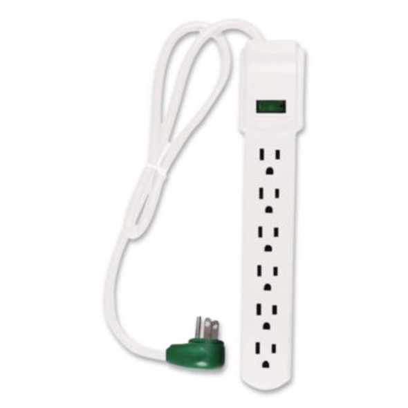 6 Outlet Surge Protector, 2.5 Ft Cord, 160 J, White