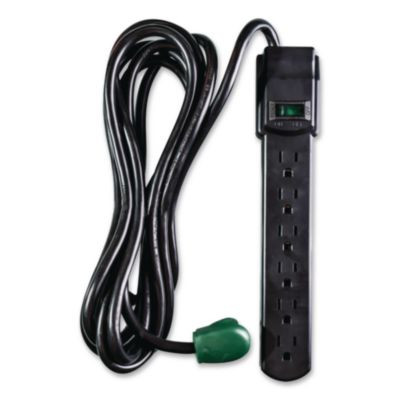 6 Outlet Surge Protector, 6 Ft Cord, 250 J, Black