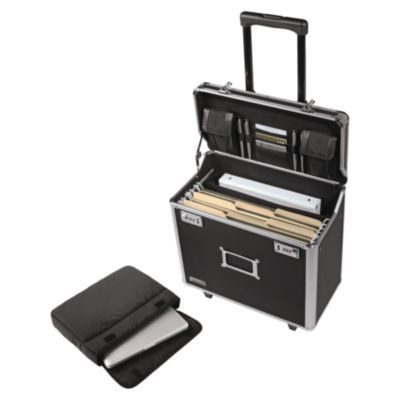 Locking Mobile Rolling Business Case, Fits Devices Up To 16", Aluminum/Chrome/Fiberboard, 10 x 16 x 15, Black