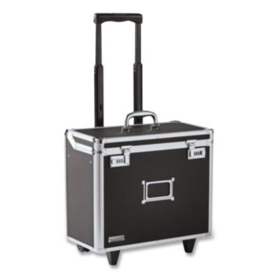 Locking Mobile Rolling Business Case, Fits Devices Up To 16", Aluminum/Chrome/Fiberboard, 10 x 16 x 15, Black