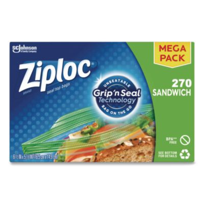 Sandwich Seal Top Bags, 6.5" x 5.88", Clear, 270/Box