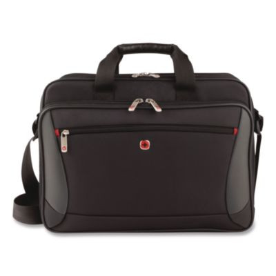 Swissgear Mainframe Laptop Briefcase, Fits Devices Up To 16", Polyester, 15.75 x 6 x 12, Black/Gray