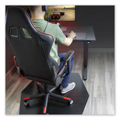 Game Zone Chair Mat For Flat To Medium Pile Carpeted And Hard Floors, Hexagon, Straight Edge, 42" x 46", Black, Ships Rolled
