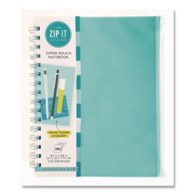 Zip-It Ideal Notebook, 1-Subject, Medium/College Rule, Randomly Assorted Cover Colors, (120) 8.5 x 6.8 Sheets