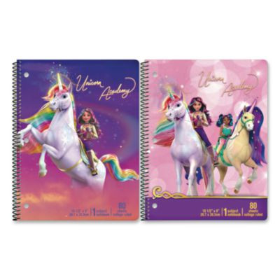Licensed Spiral Notebook, Randomly Assorted Unicorn Academy Cover Designs, Medium/College Rule, (80) 10.5 x 8 Sheets