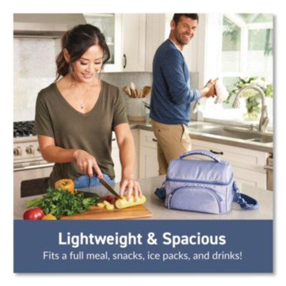 Deluxe Insulated Lunch Bag, 8" x 10" x 7.5", Slate Blue