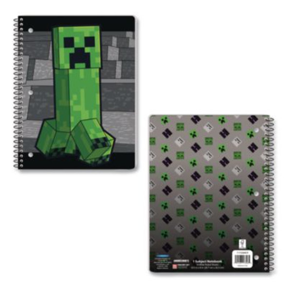 Licensed Spiral Notebook, Minecraft, 1-Subject, Wide/Legal Rule, Multicolor Cover, (70) 10.5 x 8 Sheets