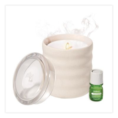Aromatherapy Essential Oil Flameless Candle Diffuser, Rosemary And Lemon Essential Oil, 5.5 x 5.5 x 5.5, Ivory