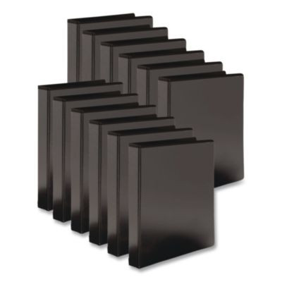 Round Ring View Binder, 3 Rings, 0.5" Capacity, Black, 12/Carton