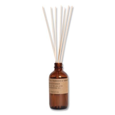 Reed Diffuser, Teakwood And Tobacco, 3.5 Oz, 4.25" Bottle, 9" Reeds, Amber