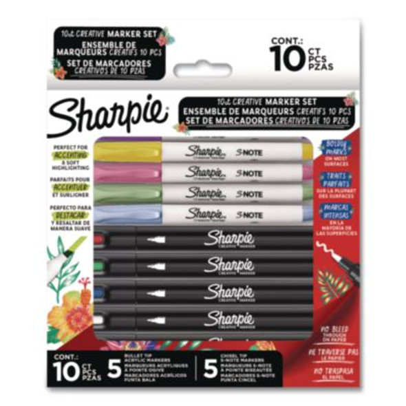 Creative Markers, Assorted Tips, Assorted Colors, 10/Pack