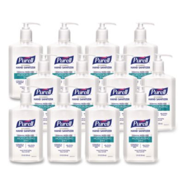 2 In 1 Moisturizing Advanced Hand Sanitizer Gel, 12 Oz Pump Bottle, Clean Scent, 12/Carton