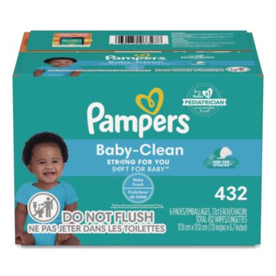 Baby-Clean Wipes, 6.7 x 7, Baby Fresh, White, 72 Wipes/Pack, 6 Packs/Carton