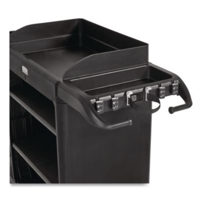 Vacuum Holder, For All Rubbermaid Commercial Full Size And Compact Housekeeping Carts, Plastic, Black, 6/Carton