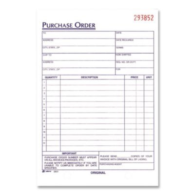 Multipart Purchase Order Pad, Three Part Carbonless, 5.56 x 8.44, 50 Forms Total