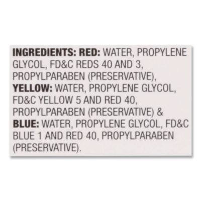 Food Coloring, Red/Yellow/Blue, 0.5 Oz Bottle, 3/Box